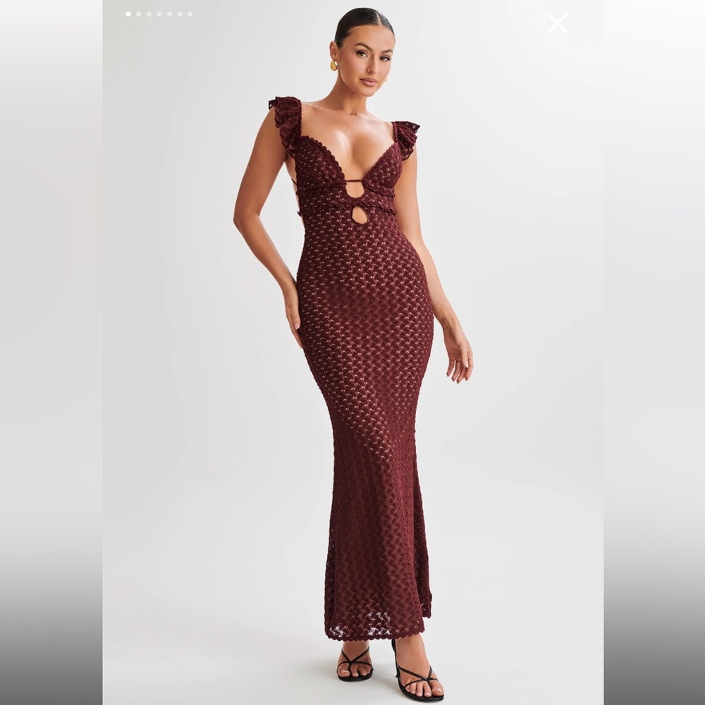 Meshki Ezra Lace Maxi Dress - Plum - XXS NWT